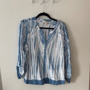 Style & Co. Light Blue Tie-Dye Blouse